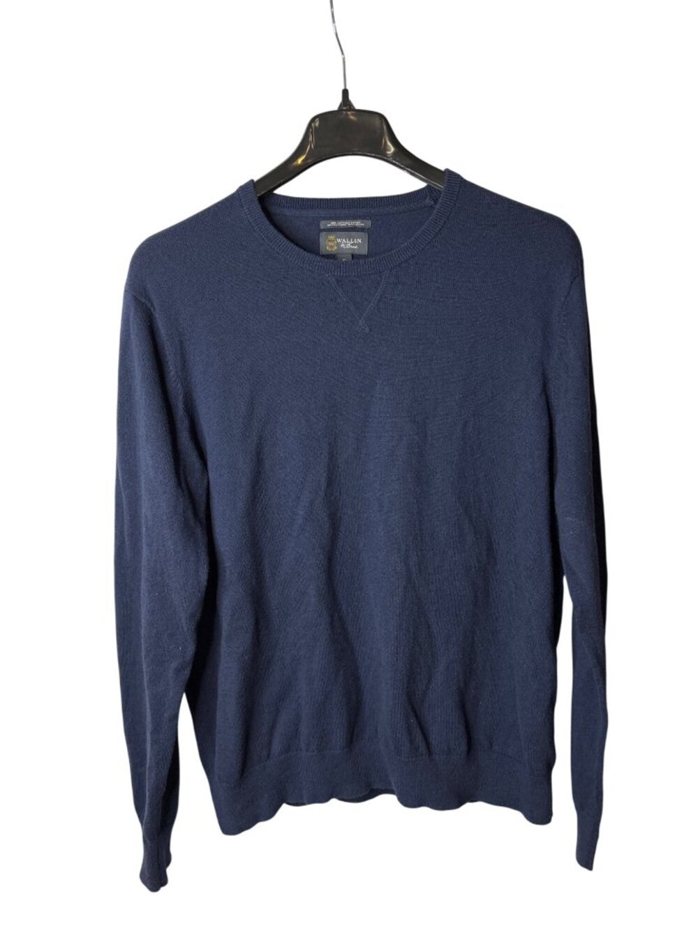 Wallin & Bros Mens Sweater Size XL Crew Neck Blue Cotton Cashmere